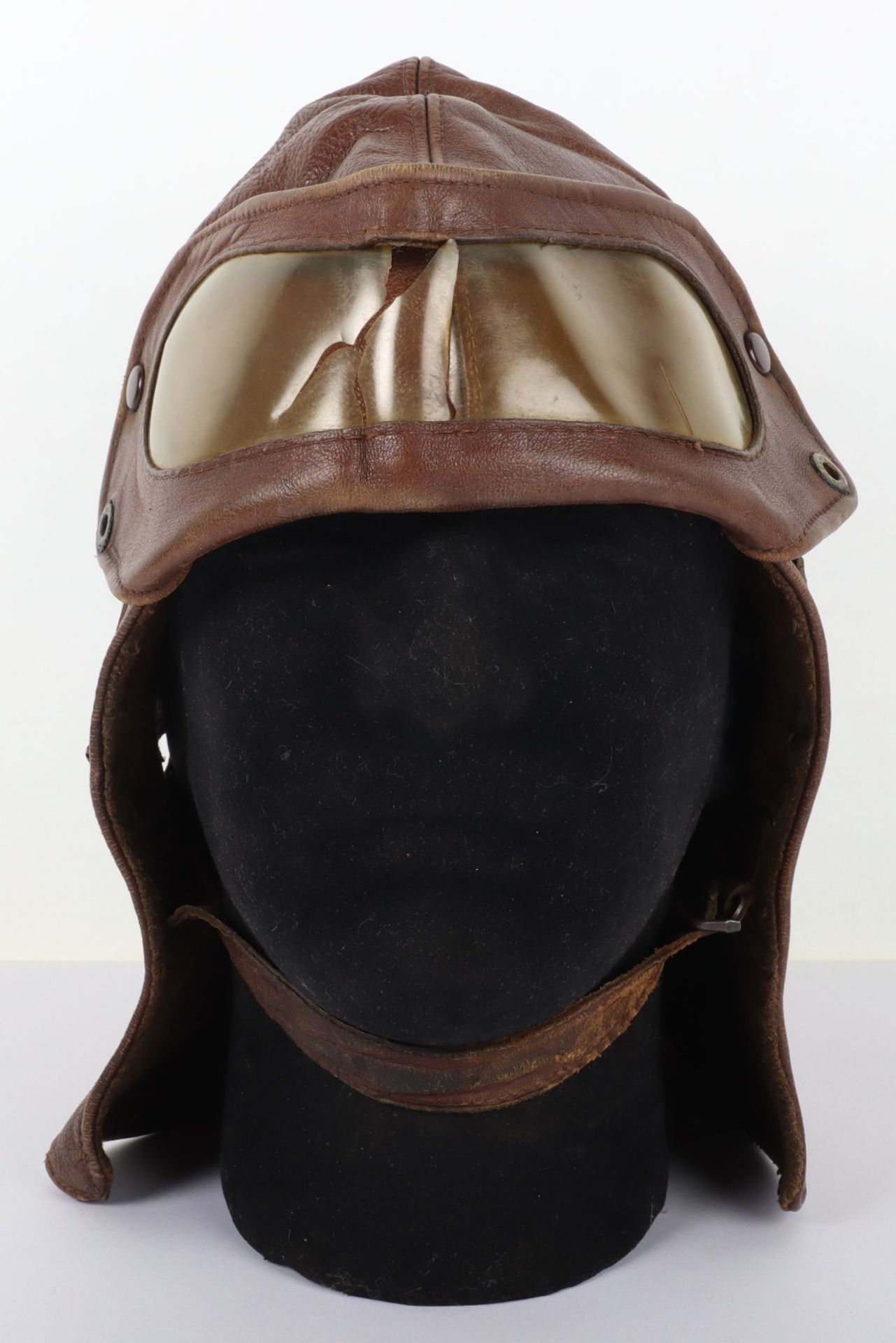 One Piece Leather Flying Helmet & Goggles Combination - Image 9 of 10