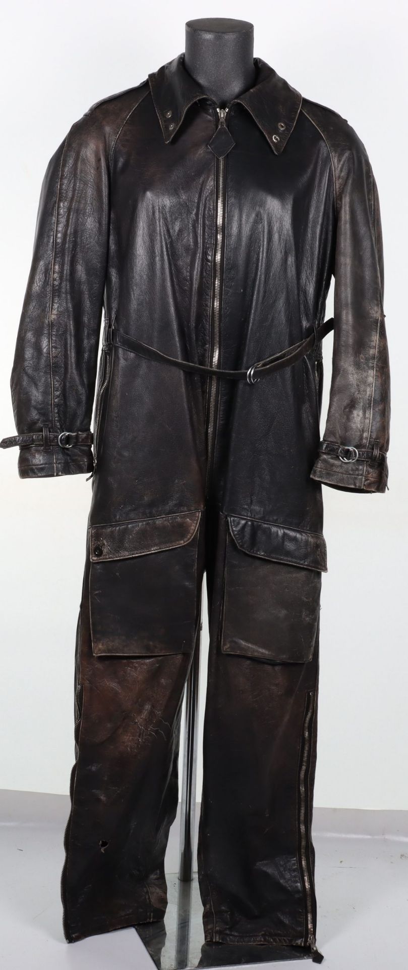 1940’s Black Leather Aviators One Piece Flight Suit