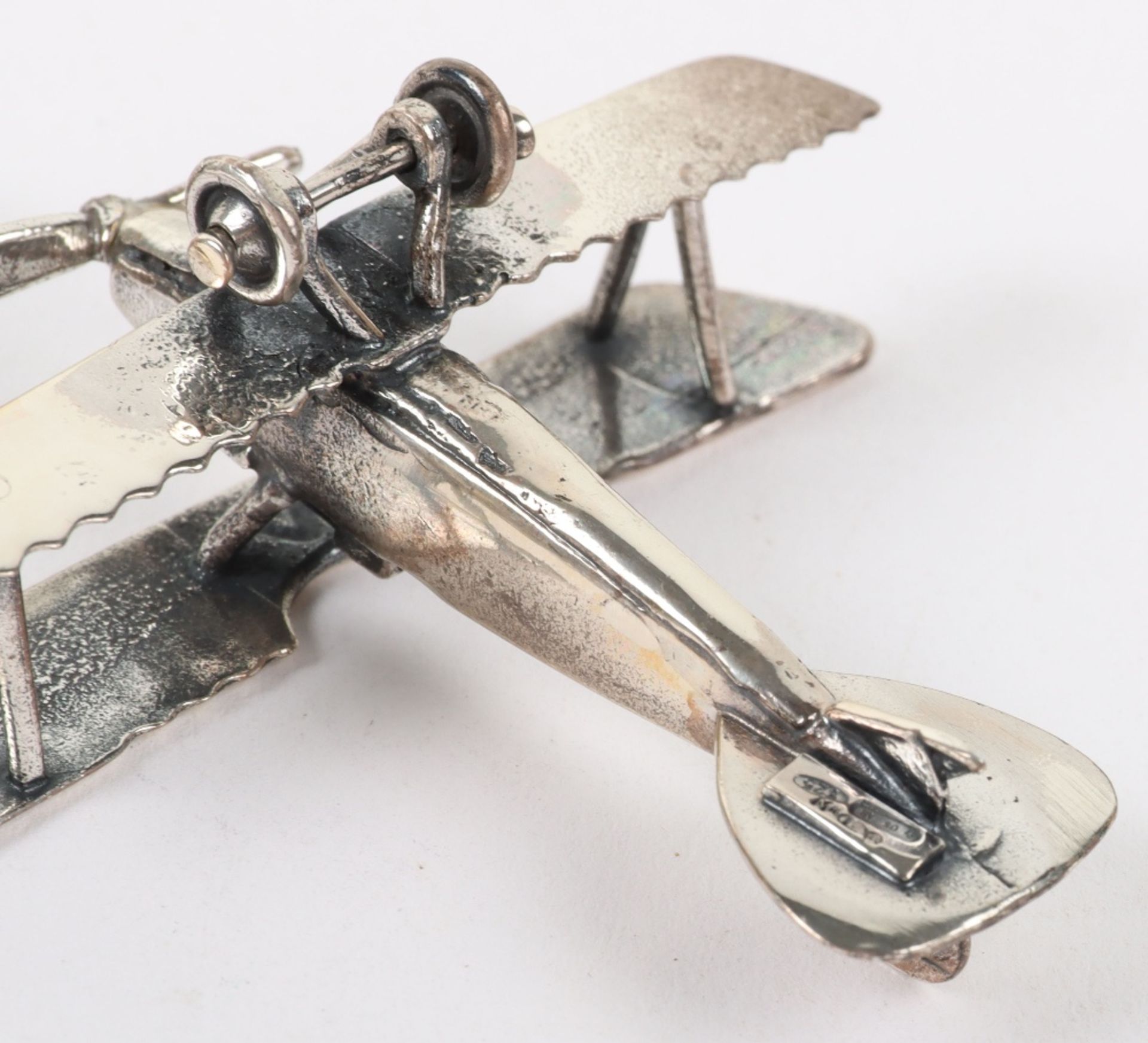 Hallmarked Silver SPAD Biplane Model - Image 6 of 7