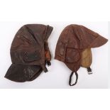 2x Early 20th Century Leather Flight Helmets