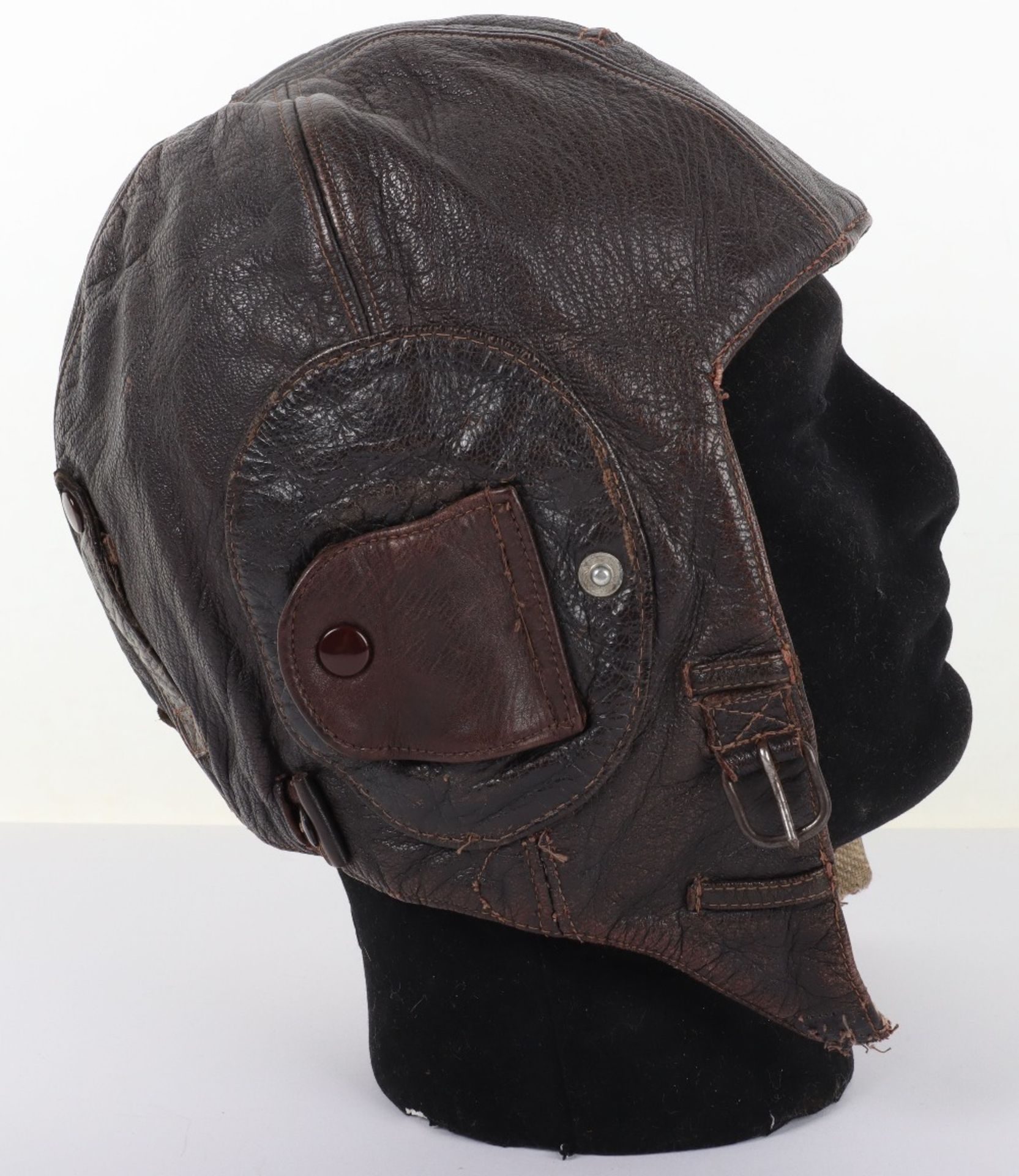 WW2 German Luftwaffe Leather Flying Helmet - Image 3 of 9