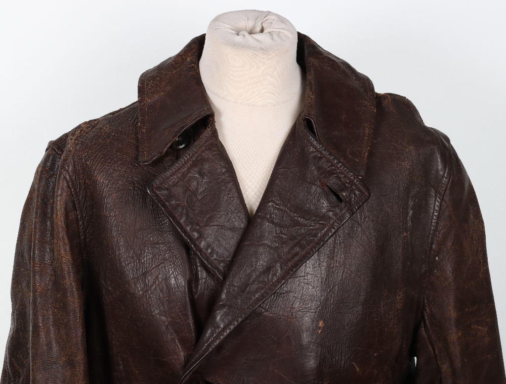 Vintage Brown Leather Aviators Coat - Image 2 of 10