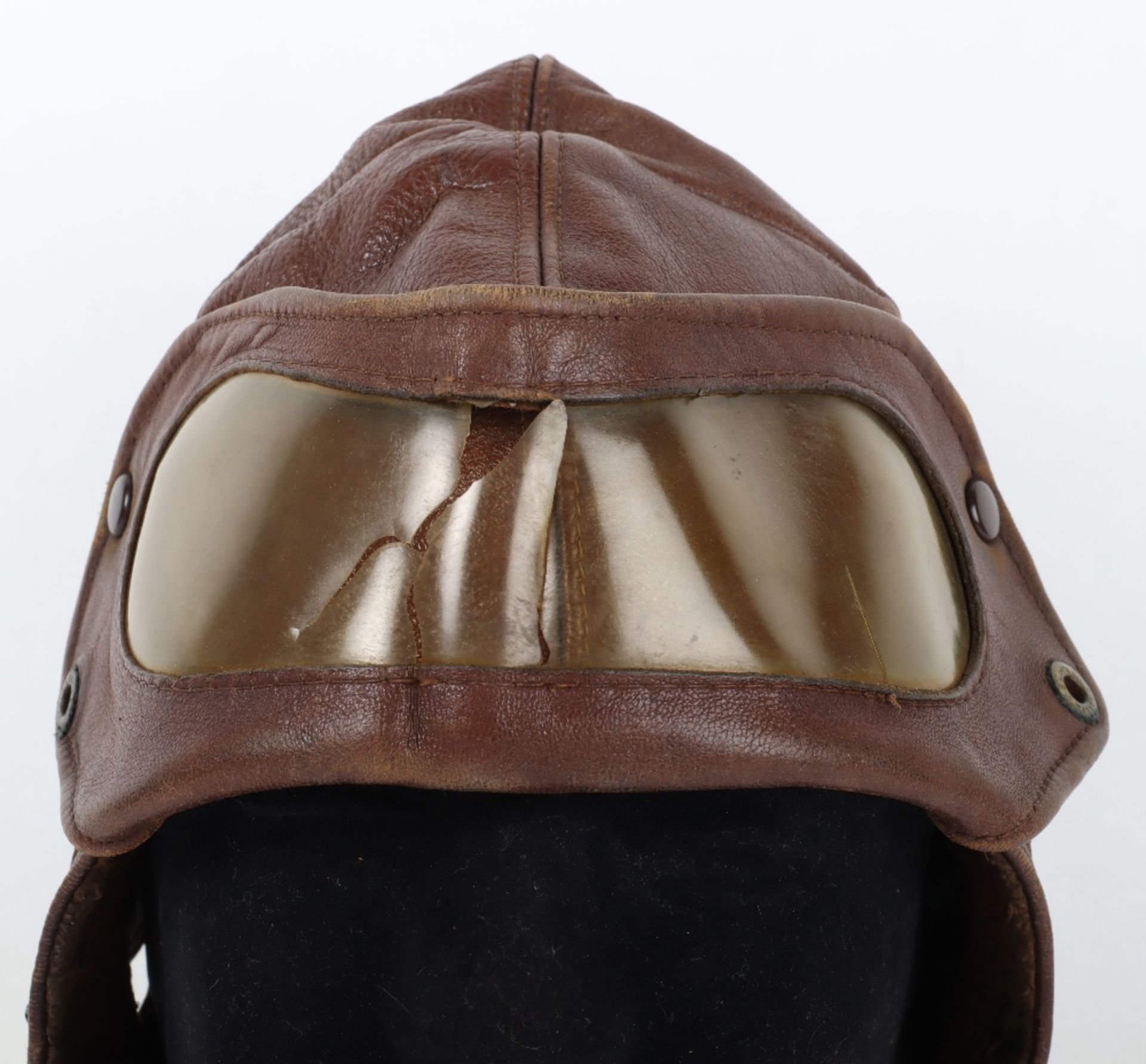 One Piece Leather Flying Helmet & Goggles Combination - Image 10 of 10