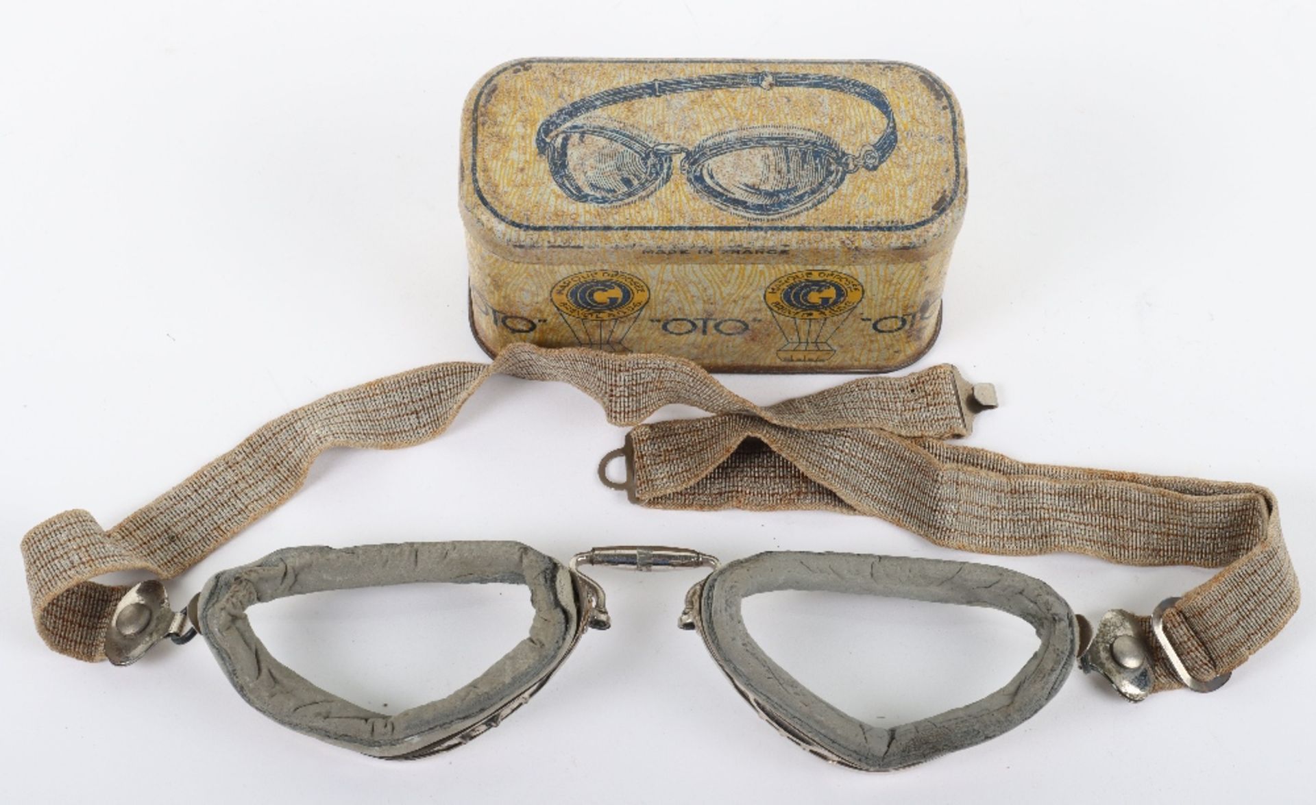 Pair of Vintage Aviators French Made Goggles “OTO MARQUE DEPOSEE BREVETE S G.D.G” - Image 2 of 8