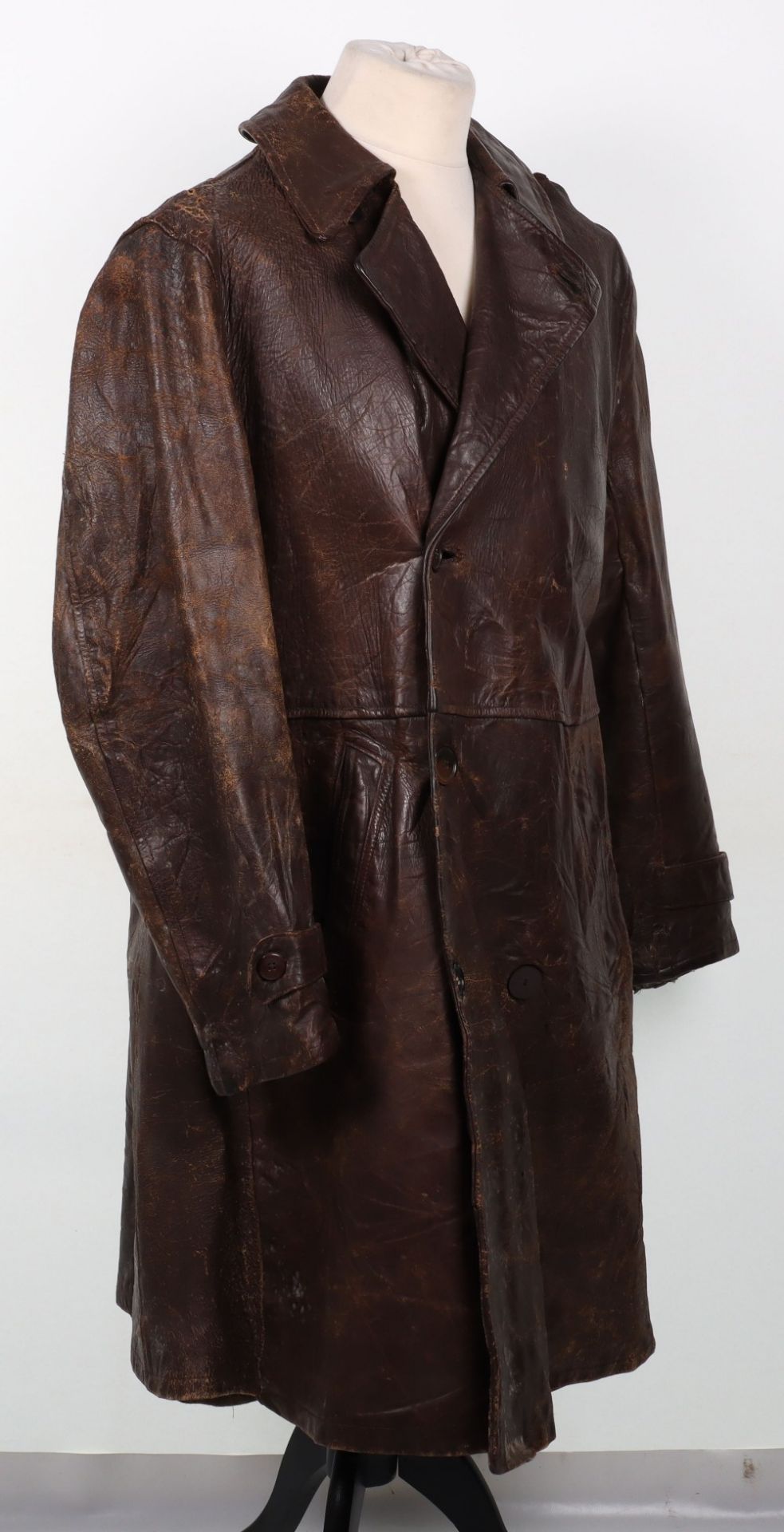 Vintage Brown Leather Aviators Coat - Image 3 of 10