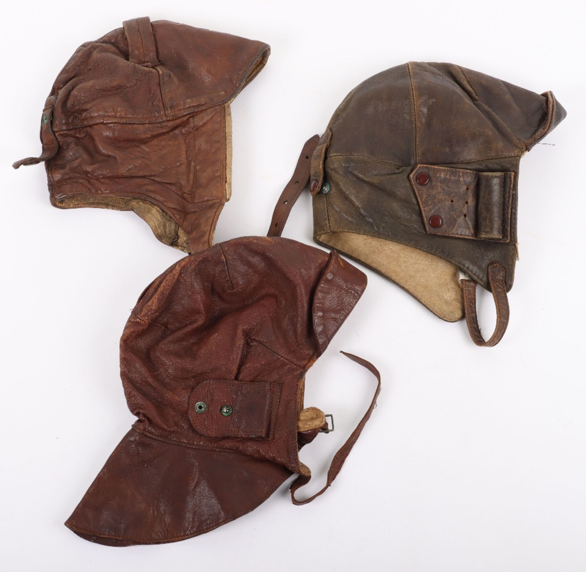 3x WW1 Period Leather Flying Helmets - Image 2 of 6