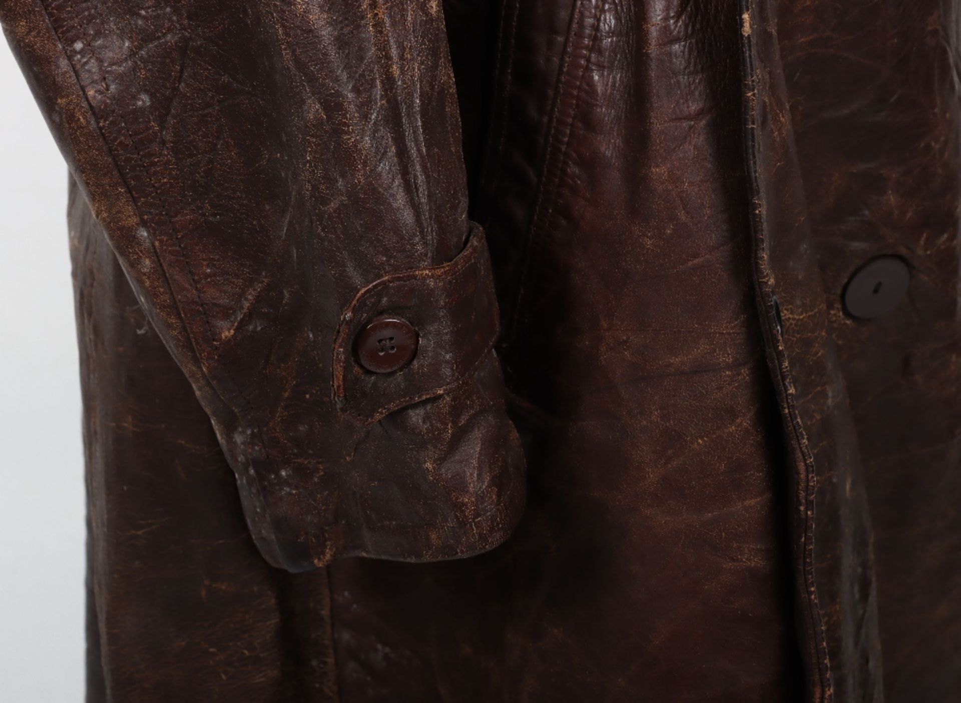 Vintage Brown Leather Aviators Coat - Image 4 of 10