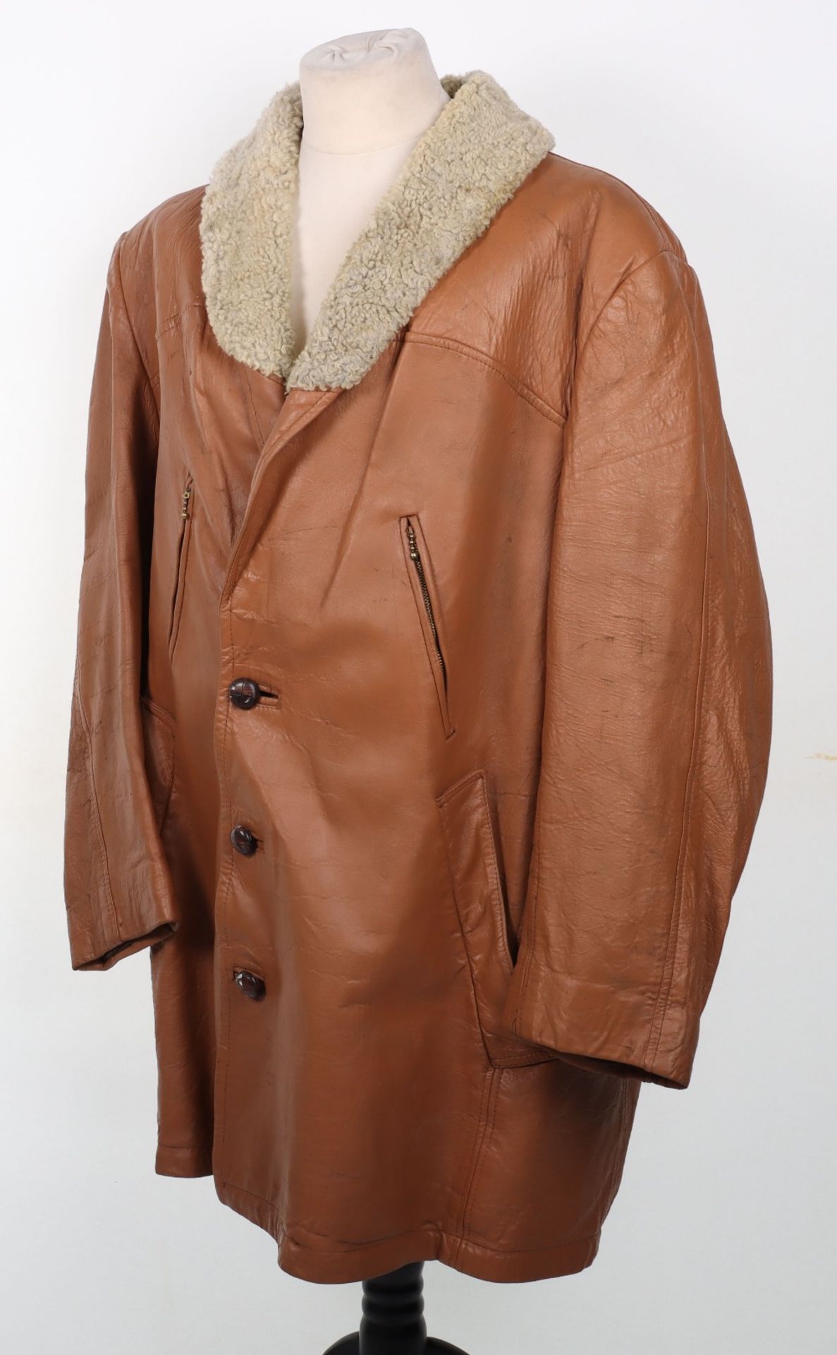 Vintage Style Tan Leather Coat - Image 6 of 10