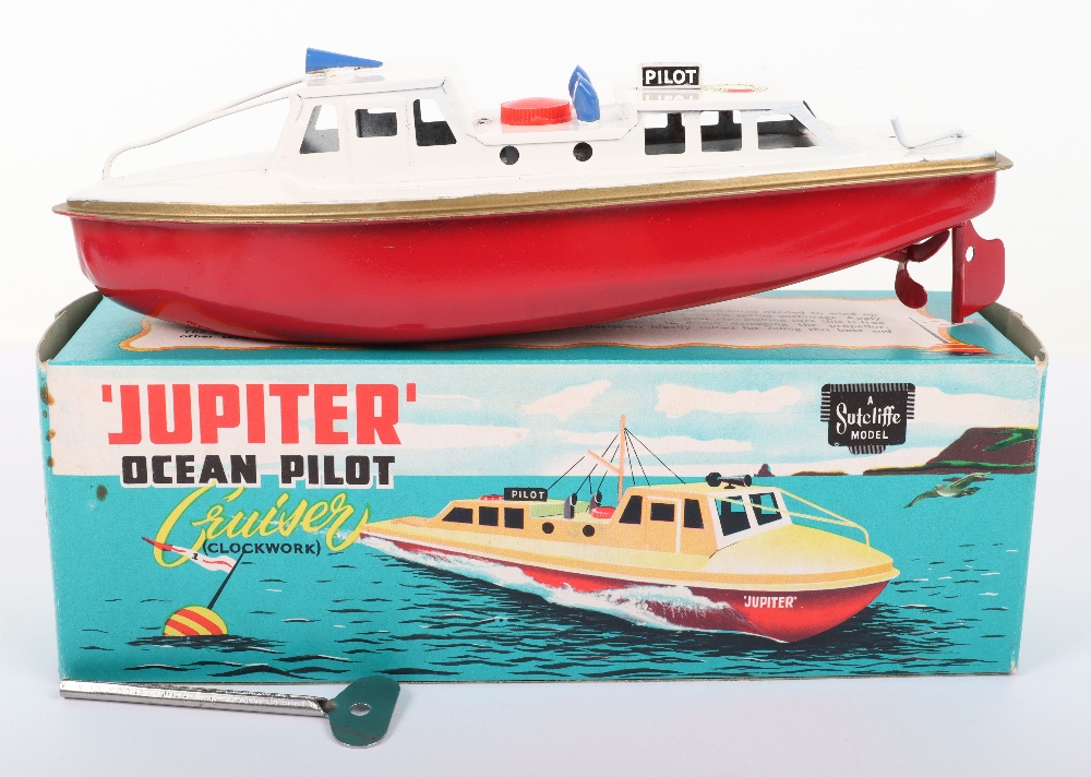 Sutcliffe ‘Jupiter’ Ocean Pilot Clockwork Tinplate Cruiser Boat