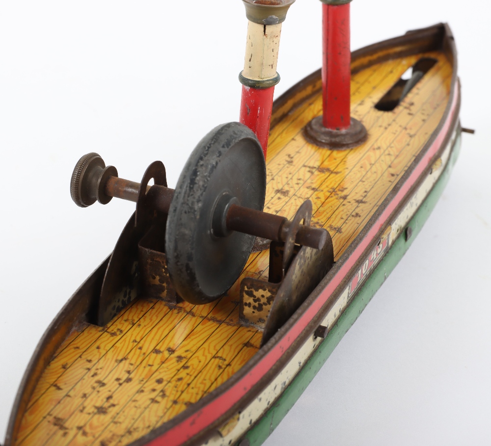 Rare Hess 1045 tinplate friction driven toy ship, German circa 1905 - Image 4 of 5