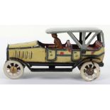 An early and good Distler tinplate friction driven four-seater tourer penny toy, German circa 1910