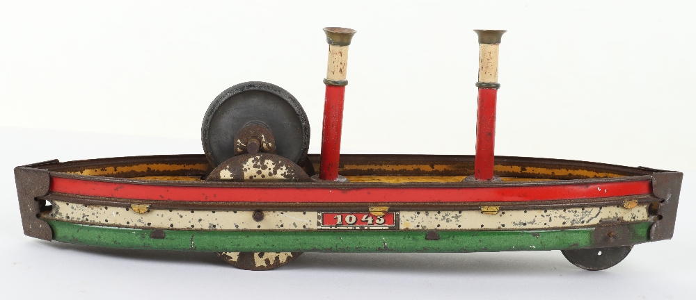 Rare Hess 1045 tinplate friction driven toy ship, German circa 1905 - Image 3 of 5