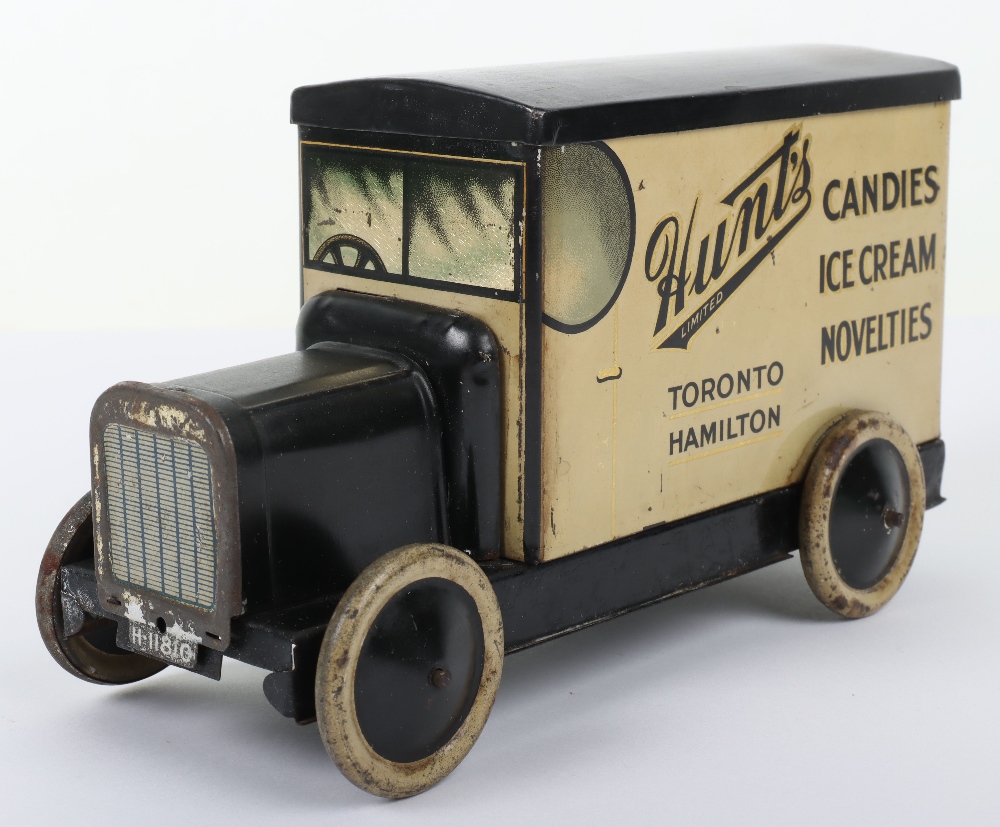 Rare B.W.& M Ltd ‘Hunts Candies’ Delivery Tinplate Van - Image 2 of 7