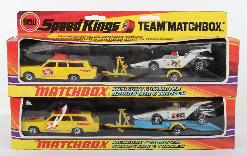 Two boxed Matchbox Speedkings K-46 Mercury Commuter Racing car & trailer sets