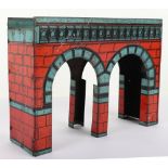 Unusual tinplate lithographed railway bridge, probably Issmayer German 1920s