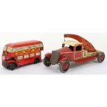 Chad Valley tinplate c/w London Transport Double Decker bus 38A