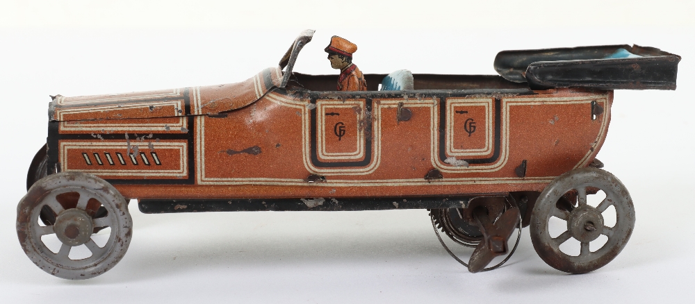 A Fischer tinplate clockwork four-seater open tourer penny toy car, German 1920s,