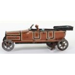 A Fischer tinplate clockwork four-seater open tourer penny toy car, German 1920s,