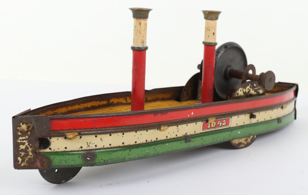 Rare Hess 1045 tinplate friction driven toy ship, German circa 1905 - Image 2 of 5