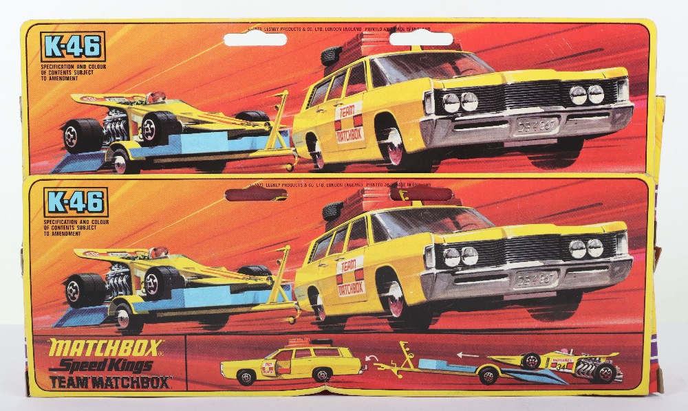 Two boxed Matchbox Speedkings K-46 Mercury Commuter Racing car & trailer sets - Image 2 of 2