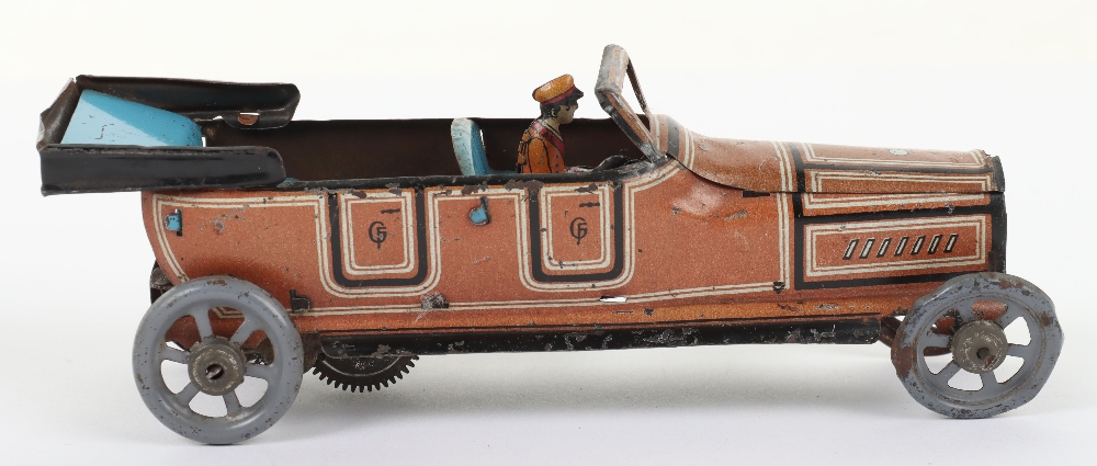 A Fischer tinplate clockwork four-seater open tourer penny toy car, German 1920s, - Image 3 of 5