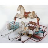 Four assorted cast metal Tri-ang and Mobo Rocking horses, circa 1960