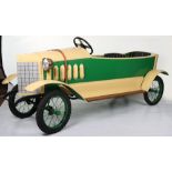 A fine pressed metal and wooden 1920s style Mercedes two-seater child’s chain driven pedal car, Euro