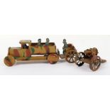 Military Army truck, Limber and Gun Penny toys, German 1930s