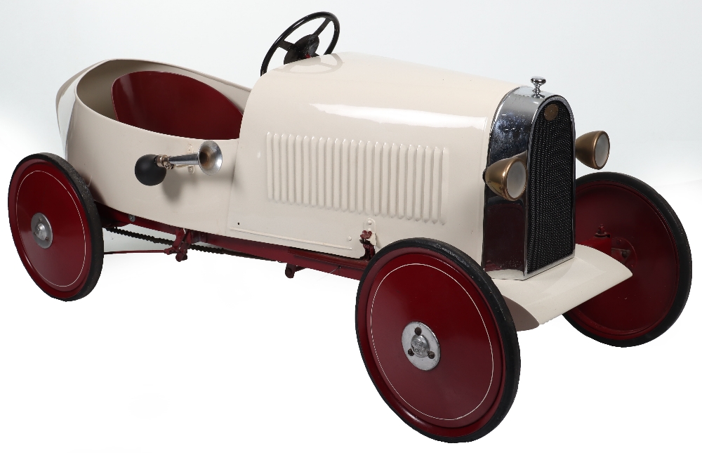 A very rare Eureka pressed steel Bugatti Duck tail type 35 child’s pedal Racing car, French circa 19