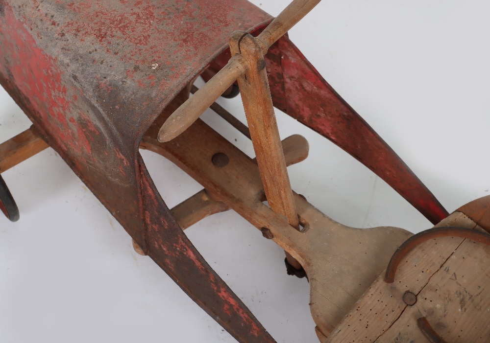 A pressed steel and wooden hand operated child’s car, French 1920s - Image 5 of 7