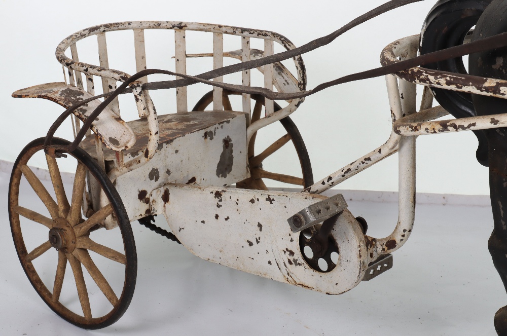 A very rare and early French pressed steel child’s pedal horse and trap, circa 1900 - Image 3 of 9