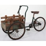 Unusual metal and wooden child’s delivery tricycle, 1930s