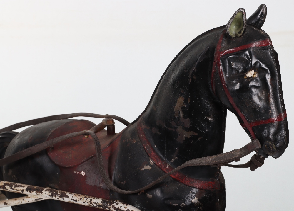 A very rare and early French pressed steel child’s pedal horse and trap, circa 1900 - Image 2 of 9