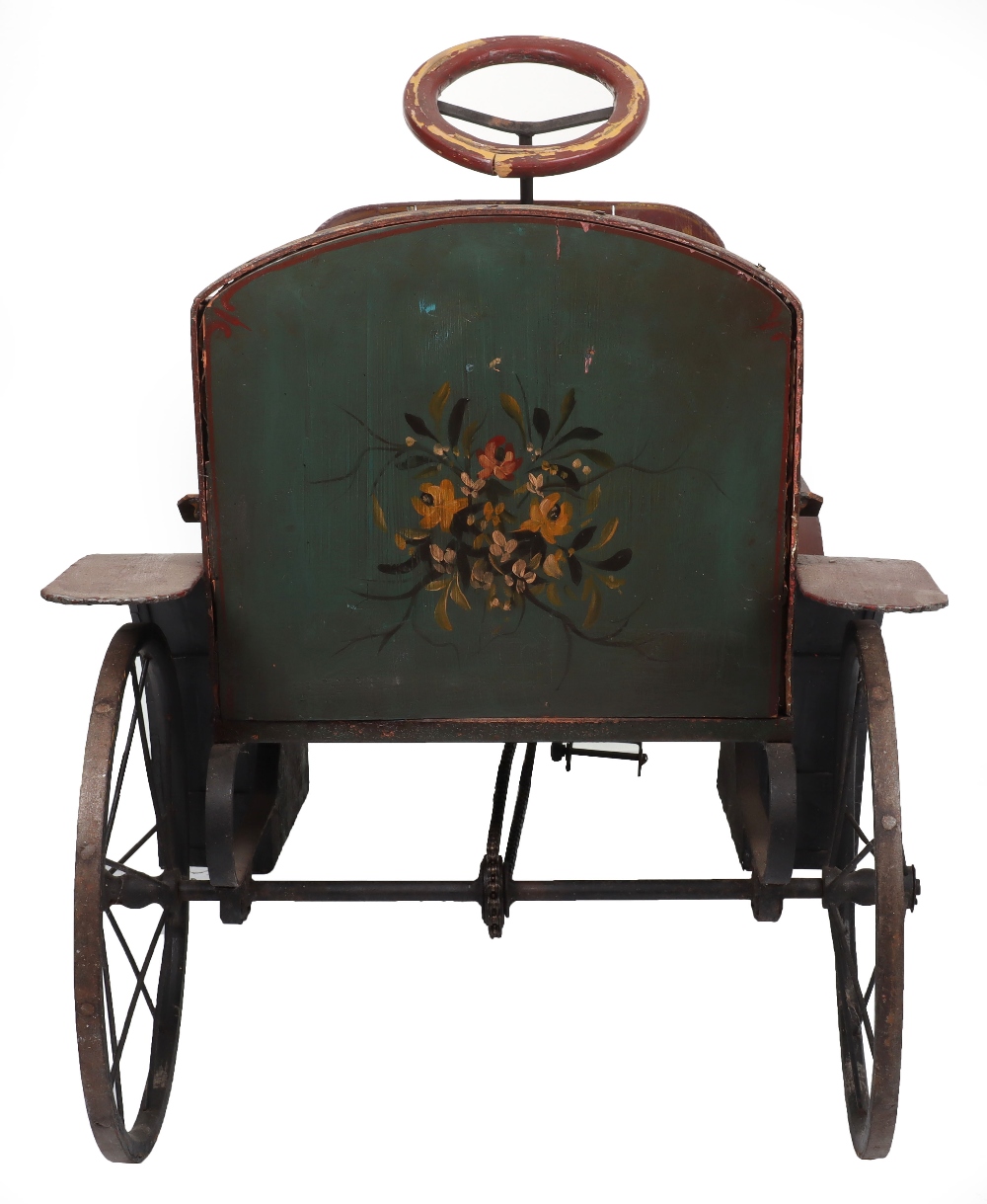 A fine Edwardian wooden vintage child’s chain driven pedal car, probably English circa 1910 - Image 5 of 8