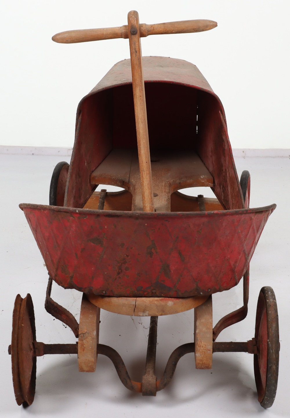 A pressed steel and wooden hand operated child’s car, French 1920s - Image 7 of 7