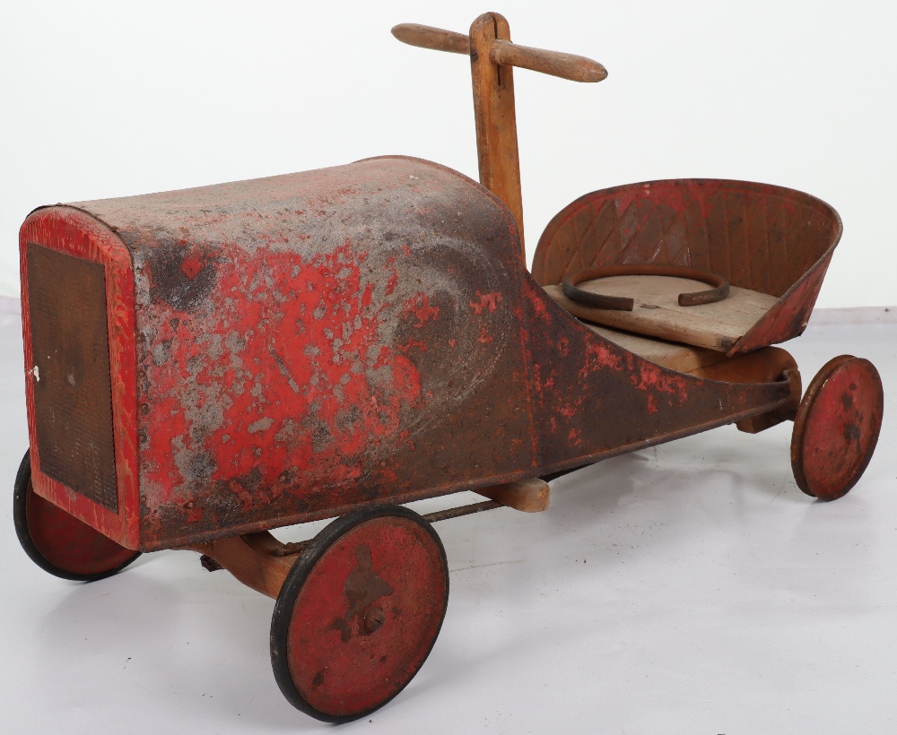 A pressed steel and wooden hand operated child’s car, French 1920s - Image 2 of 7