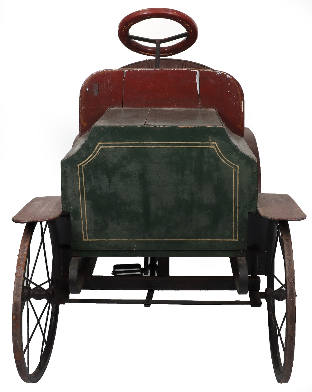 A fine Edwardian wooden vintage child’s chain driven pedal car, probably English circa 1910 - Image 3 of 8