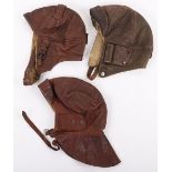 3x WW1 Period Leather Flying Helmets