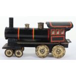 A rare small size Schoenner 4-4-0 U.S outline clockwork floor train, circa 1900