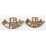 16th & 18th 1st & 2nd Bradford) Battalion West Yorkshire Regiment Shoulder Titles