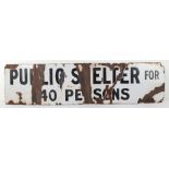 WW2 British Home Front Public Shelter Enamel Sign