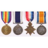 WW1 Royal Navy Long Service Medal Group of Four to Chief Sick Berth Steward W J Hicks HMS Formidable