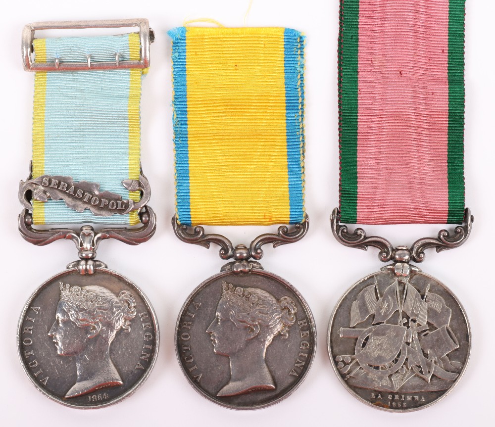An Interesting Crimean War Medal Group of Three to a Naval Officer Who Was Wounded During the Attack