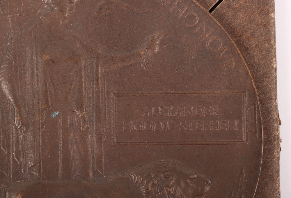 Great War Bronze Memorial Plaque Royal Naval Reserve Lieutenant One of 16 of a 26 Man Crew Lost on H - Image 2 of 4