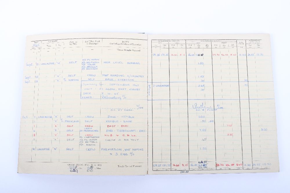 WW2 Royal Air Force Bomber Command Medal & Log Book Grouping of Flying Officer (Pilot) Ronald K Cawd - Image 6 of 11