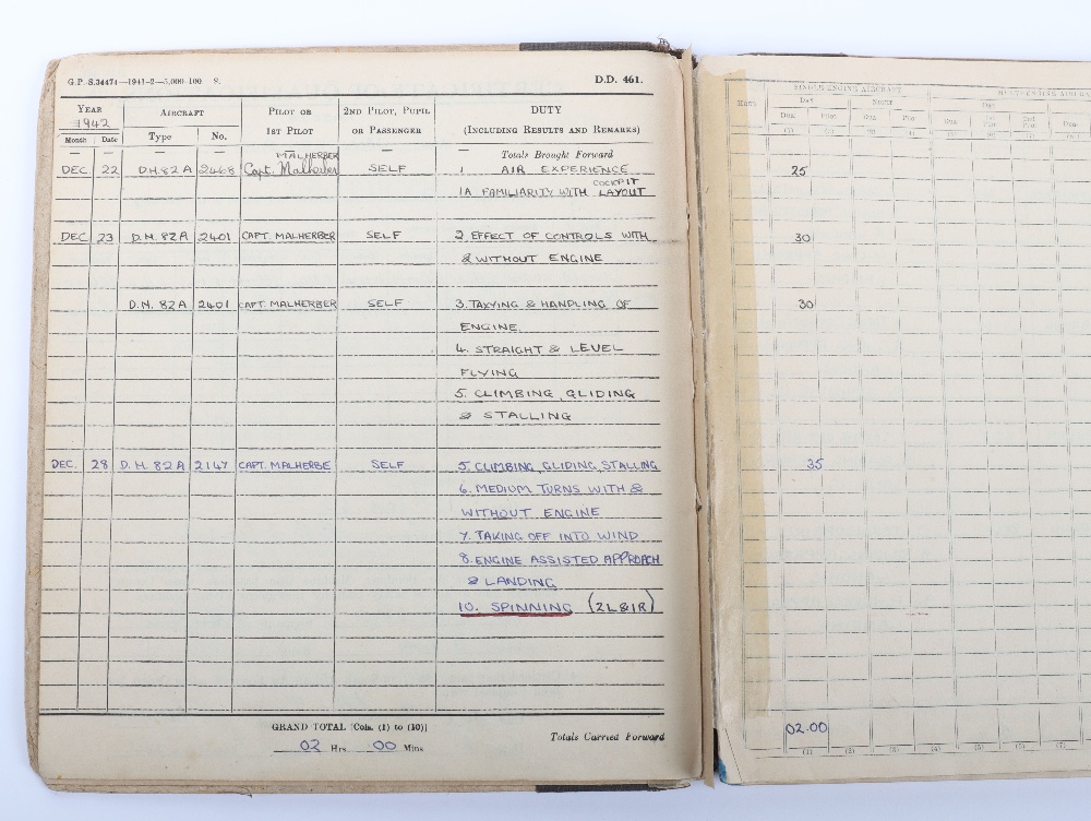 WW2 Royal Air Force Bomber Command Medal & Log Book Grouping of Flying Officer (Pilot) Ronald K Cawd - Image 9 of 11