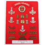 Board of Badges Relating to the Alexandra Princess of Wales Own Yorkshire Regiment The Green Howards