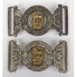 * 2x Victorian Levee Pattern Sword Waist Belt Buckles