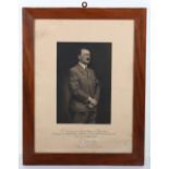 Large Framed Photograph of Adolf Hitler with Dedication from Waffen-SS Gruppenfuhrer