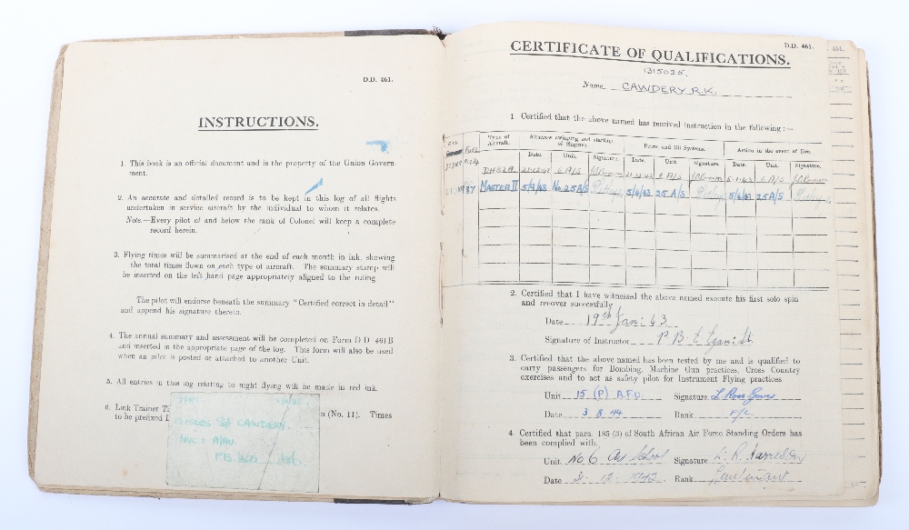 WW2 Royal Air Force Bomber Command Medal & Log Book Grouping of Flying Officer (Pilot) Ronald K Cawd - Image 8 of 11